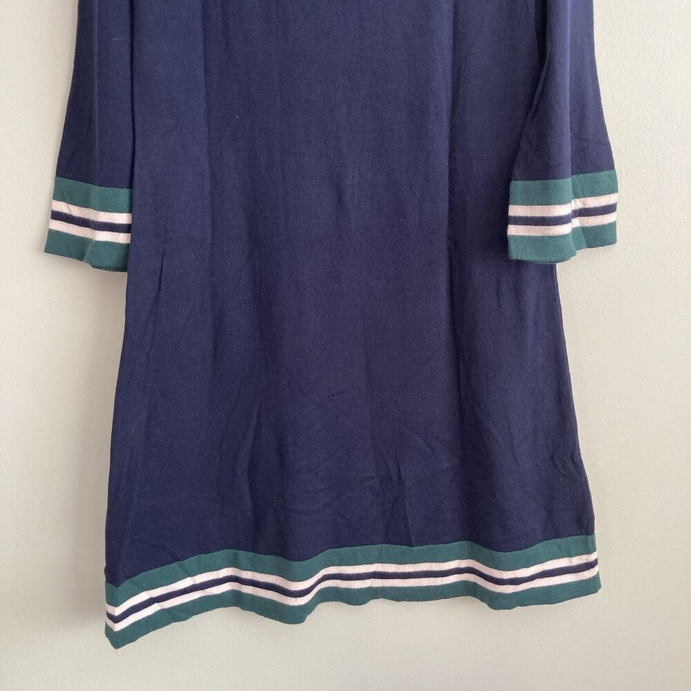 Boden Womens Trudy Knit Dress Size 12 Wool Cotton Blend Navy Green - Picture 9 of 11